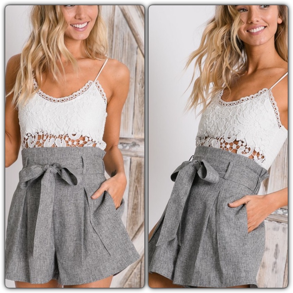 High Waisted Paper Bag Shorts - Picture 1 of 2